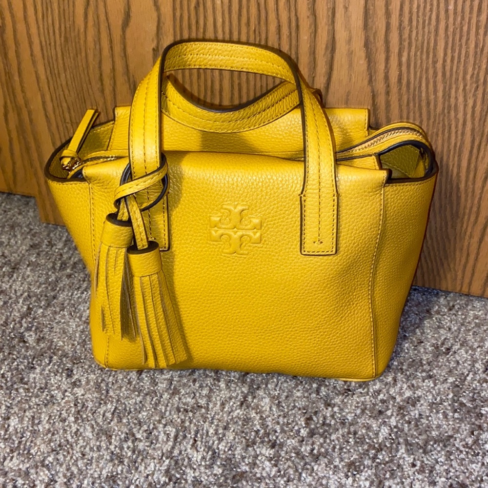 NWT Tory Burch yellow Thea Mini Slouchy Satchel.